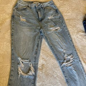Pacsun mom jeans stretch light wash blue denim casual size 26